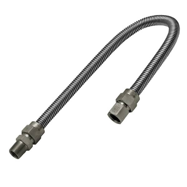 PLUMBFLEX 1/2 in. OD x 3/8 in. ID Flexible Gas Connector Stainless Steel for Dryer/Water Heater, 36 in. L with 1/2 in. FIP x MIP