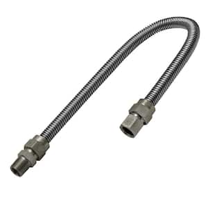 1/2 in. OD x 3/8 in. ID Flexible Gas Connector Stainless Steel for Dryer/Water Heater, 36 in. L with 1/2 in. FIP x MIP