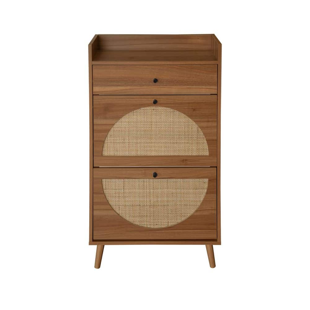 43.43 in. H x 23.7 in. W Brown Wood Freestanding Modern Shoe Storage Cabine