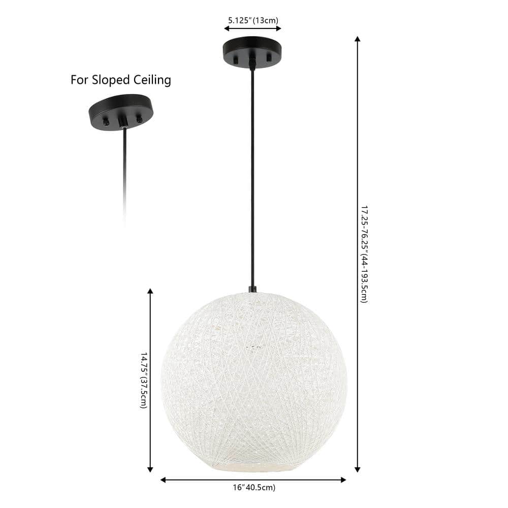 Lacey 16" White Bohemian Globe LED Pendant Light