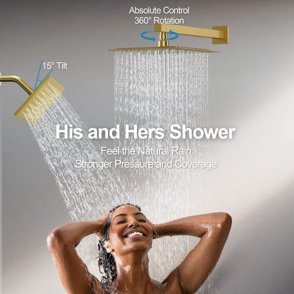 GRANDJOY Zenith Rain 7-Spray 12, 6 in.Dual Wall Mount Shower Head