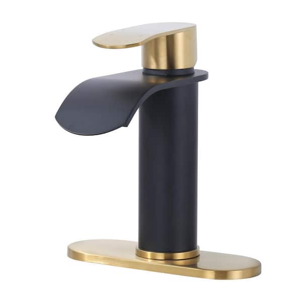 AVITAS Single Handle Single Hole Bathroom Faucet with Pop-Up Drain Included in Gold and Black