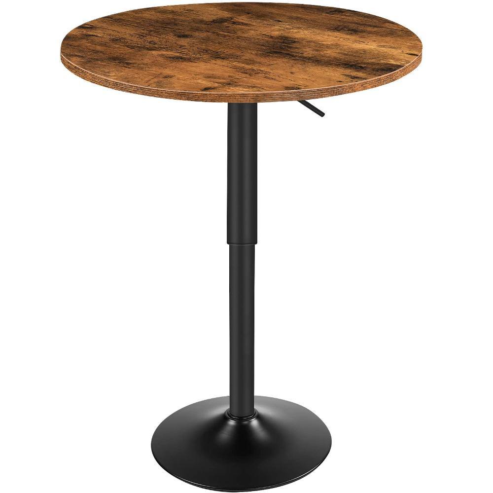 21.7 in. Adjustable Round Bar Table with Sturdy Base Rustic Brown and Black 1-Piece price history on PriceWatchPro