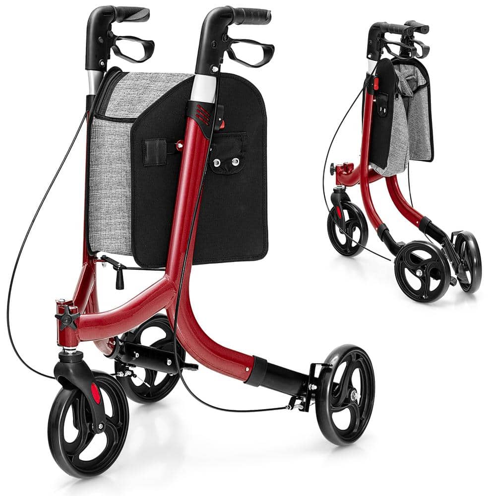 Costway 3-Wheel Rolling Walker Folding Rollator Walker with 8 in ...