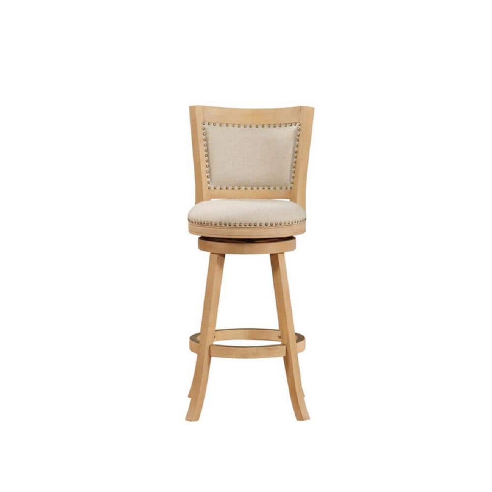 Melrose 29 in. Creme Wire Brush Wood Frame Bar Stool