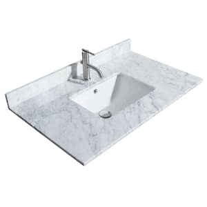 36 in. W x 22 in. D Marble Single Basin Vanity Top in White Carrara with White Basin