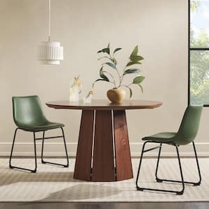 Round Modern Brown Wood 48 in. Pedestal Dining Table, Seats 4