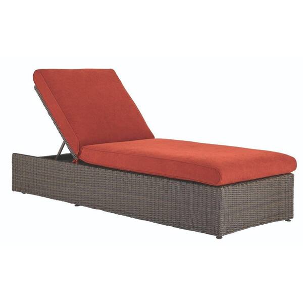 Home Decorators Collection Naples Brown Patio Chaise Lounge with Spice Cushions