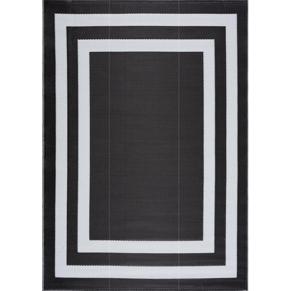 PLAYA RUG Paris Black and White 8 ft. x 10 ft. Folded Reversible ...
