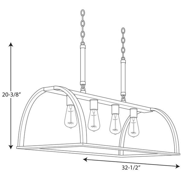 Progress Lighting Trestle Collection 4-Light Gilded Iron Farmhouse Chandelier Light