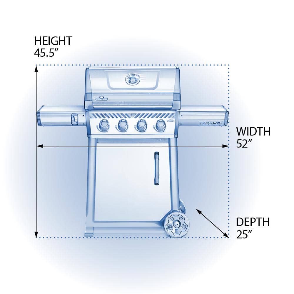 Graphite Grey Stainless Steel Propane Gas Grill with 4 Burners