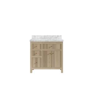 Sonoma Oak 36 in. W x 22 in. D x 36 in. H Single Sink Bath Vanity Center in White Oak with 2" Carrara Marble Top