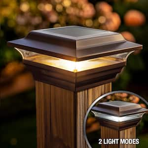 Imperial 4 in. x 4 in. Outdoor Black Cast Aluminum LED Solar Post Cap (2-Pack)