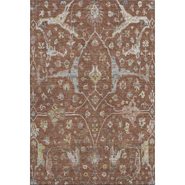 Mayfield Premium Machine Washable Abstract AMF2233 Paprika 3 ft. x 4 ft. Area Rug