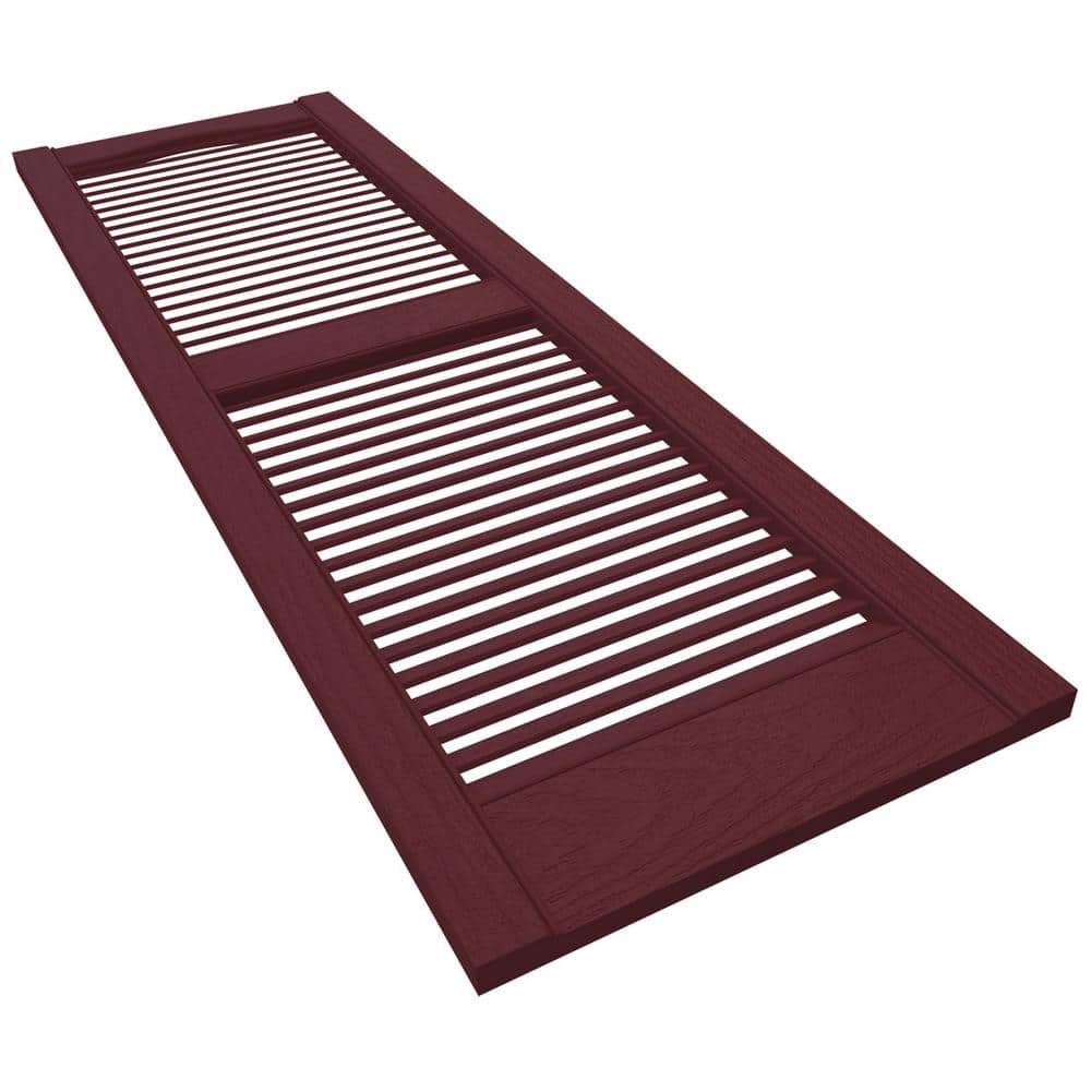 Wineberry 14.5" x 36" Louvered Vinyl Exterior Shutters Pair