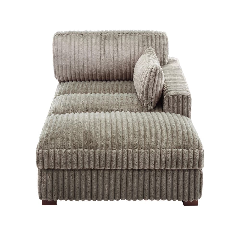 Light Brown Right Arm Facing Faux Rabbit Fur Polyester Upholstered Sectional Chaise Lounge with Wood Frame(Set of 1) price history on PriceWatchPro