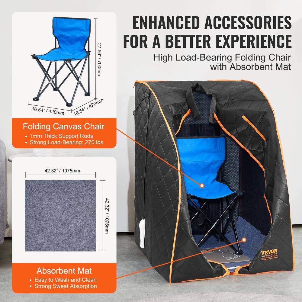 Black Satin Portable Infrared Sauna Tent with Metal Frame