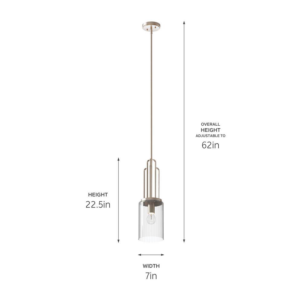 Kimrose Polished Nickel Mini Pendant with Clear Fluted Glass