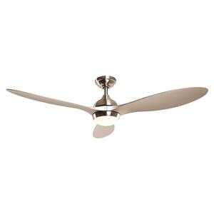 56 in. Integrated LED Indoor Brushed Nickel Downrod Mount Ceiling Fan with Light and Remote Control