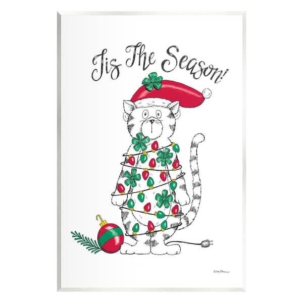 Stupell Industries Tis The Season Cat by Deb Strain 1-Piece Unframed Graphic Print Animal Poster Art Print 15 in. x 10 in.