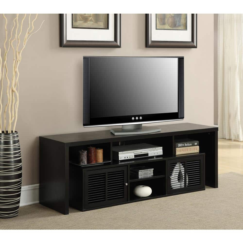 Lexington 60" Modern Retro Black TV Stand with Spindle Cabinet Doors