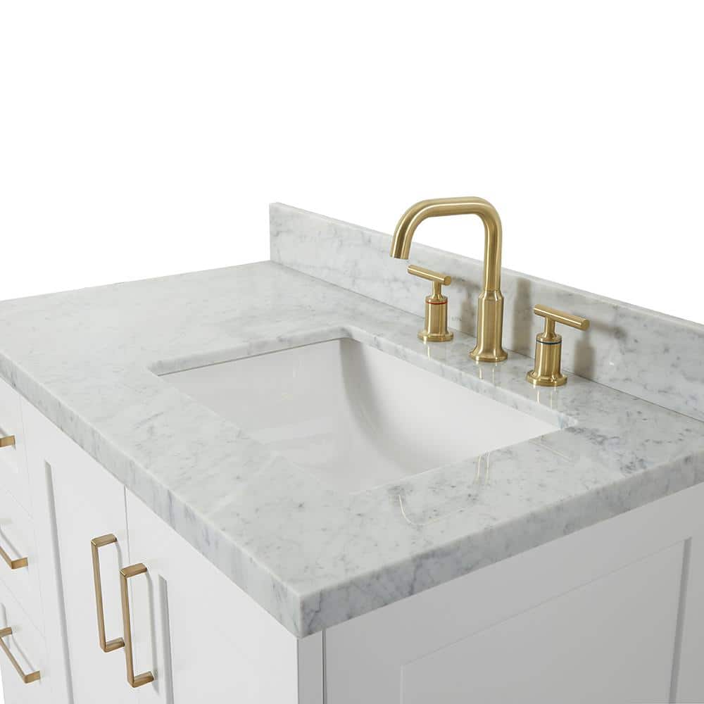 Taylor White Single Bathroom Vanity with Carrara Marble Top