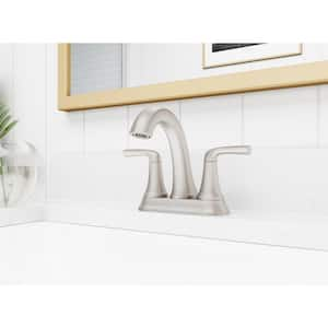 Ladera 4 in. Centerset Double Handle Bathroom Faucet in Spot Defense Brushed Nickel