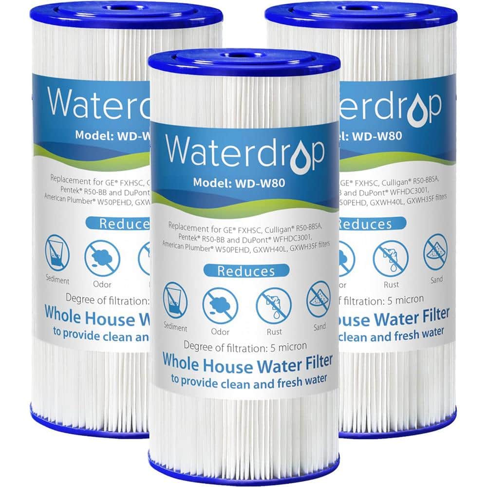 Waterdrop WDFXHSC3W50PEHDWhole House Water Filter, Replacement American Plumber, 5 Micron,High