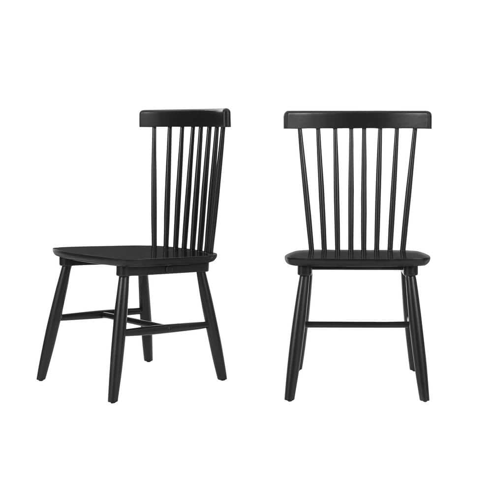 StyleWell Black Windsor Solid Wood Dining Chairs (Set of 2)