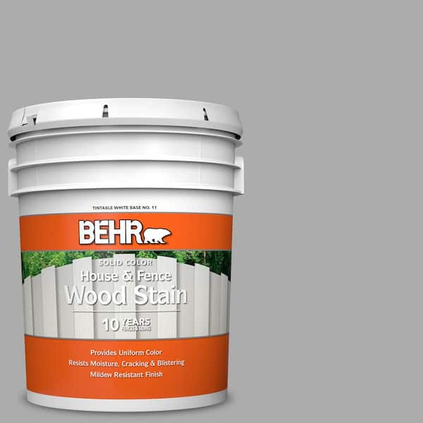 BEHR 5 gal. #N520-3 Flannel Gray Solid Color House and Fence Exterior Wood Stain