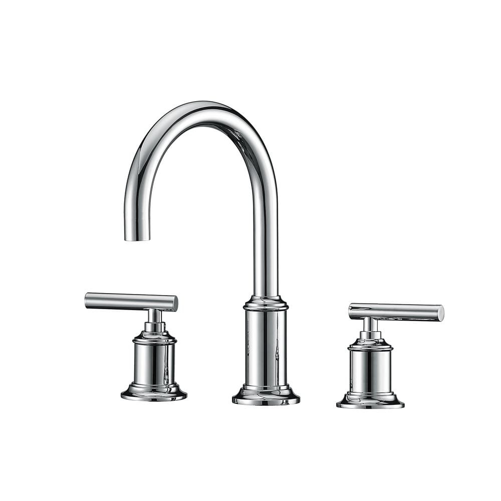 Chrome Cylindrical Handle Widespread Bathroom Faucet