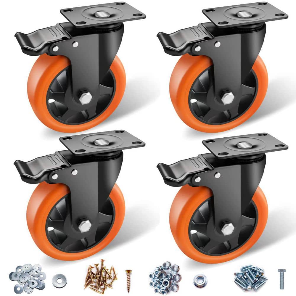 2.5 in. 660 lb. Stepdown Castor Wheels for Bench Machinery Work Table with Installation Template, Black (4-Pack) price history on PriceWatchPro
