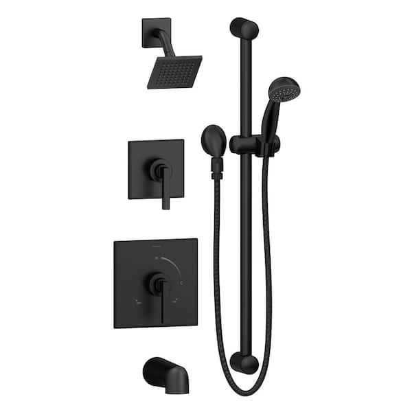Symmons Duro Double Handle Wall-Mount Tub and Shower Trim Kit in Matte Black (Valve Not Included)