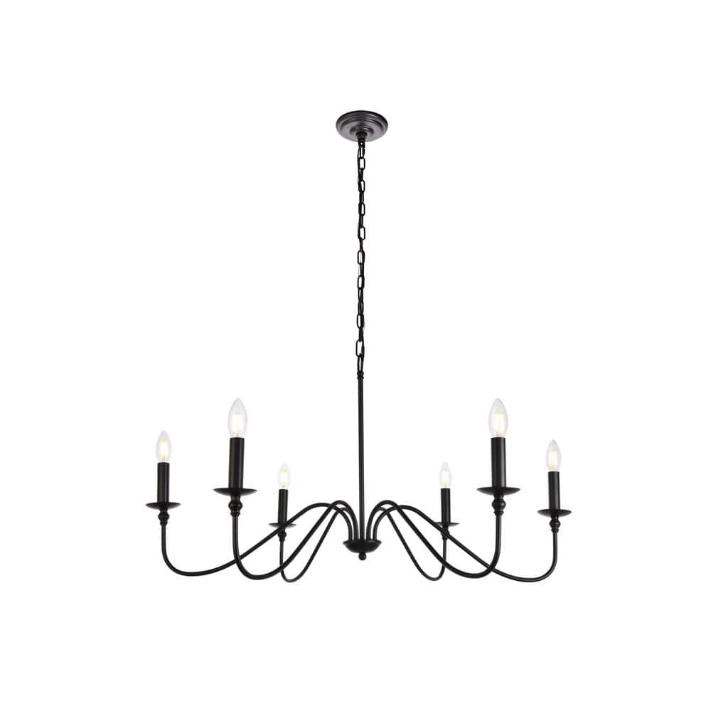 Timeless Home Roman 36 in. W x 19 in. H 6-Light Matte Black Pendant