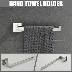 Bathroom Hardware 5-Piece Bath Hardware Set with Towel Bar, Robe Hook, Toilet Paper Holder in Brushed Nickel