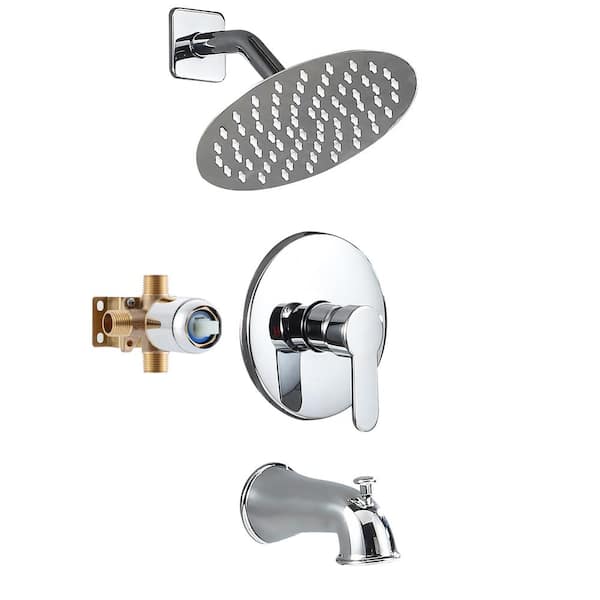 AKLFGN Single Handle 2-Spray Tub and Shower Faucet 1.8 GPM in Polish Chrome (Valve Included)