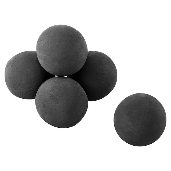 Ceramic Fire Balls, 5 in. 6-Piece Round Fire Stones, Reusable Lava Rocks Indoor & Outdoor Use, Decorative Fire Pit Rocks