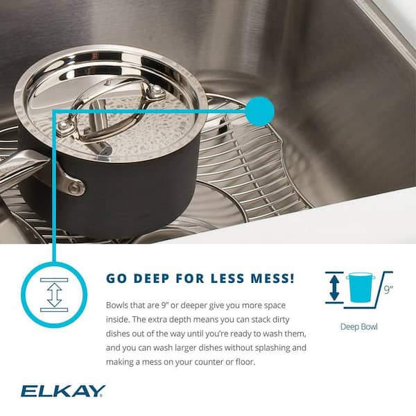 Elkay Crosstown Drop-In/Undermount Stainless Steel 33 in. 2-Hole