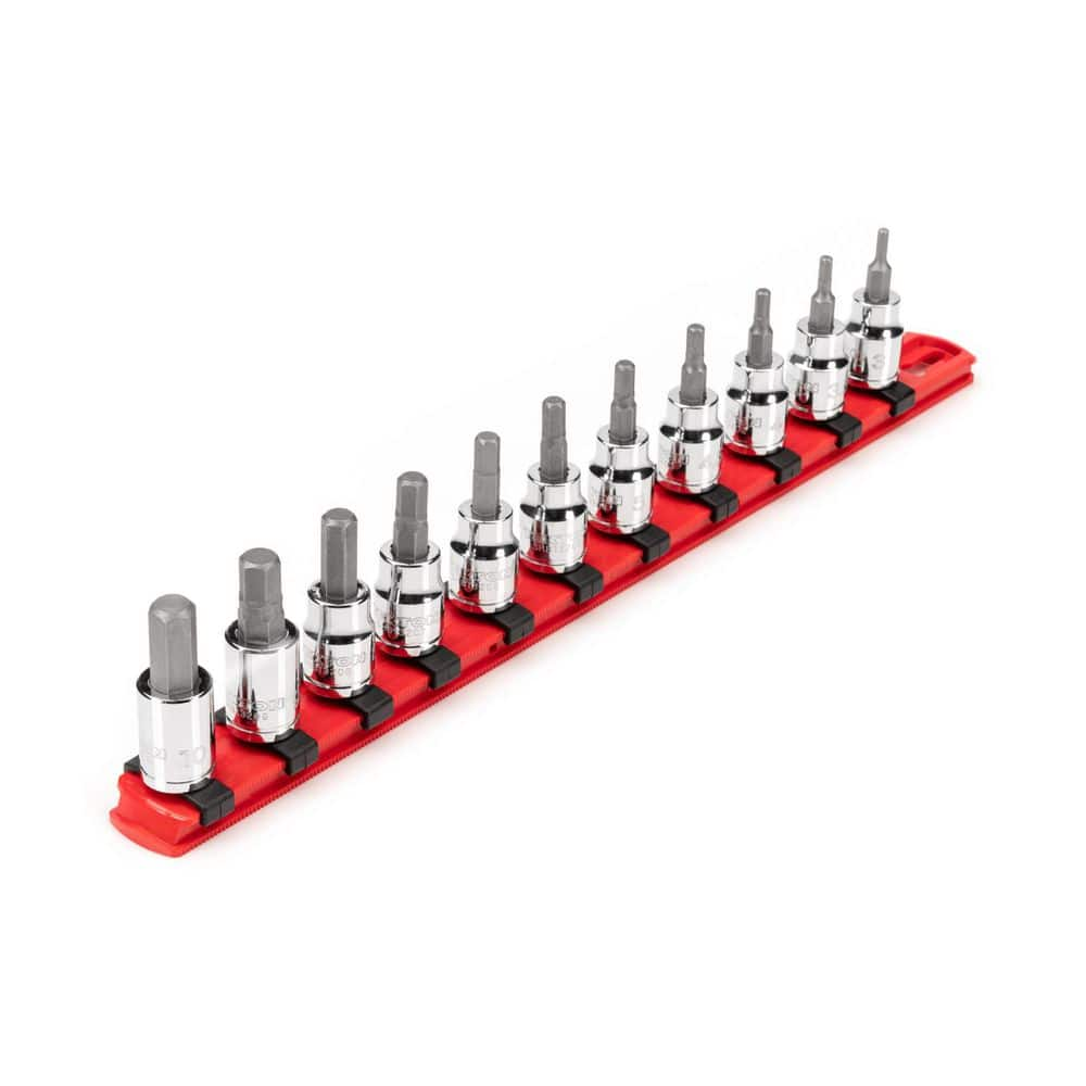 TEKTON 3/8 in. Drive Hex Bit Socket Set, 11-Piece (3-10 mm) with Rail ...