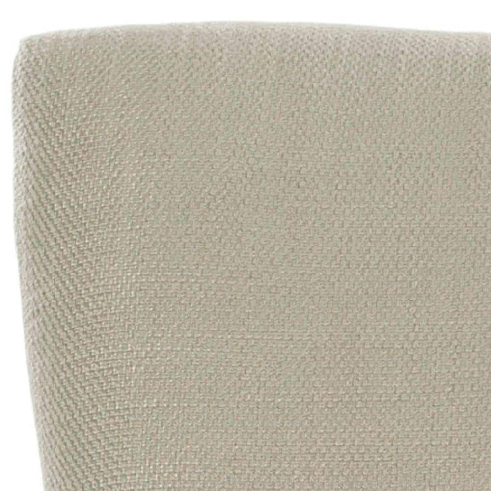 Beige Linen Upholstered Parsons Side Chair with Wood Legs