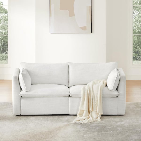 Spruce & Spring Nereidix 80 in. 2-Piece Fabric Modern Sofa Sectional Sofa in Cream with Arms for Living Room
