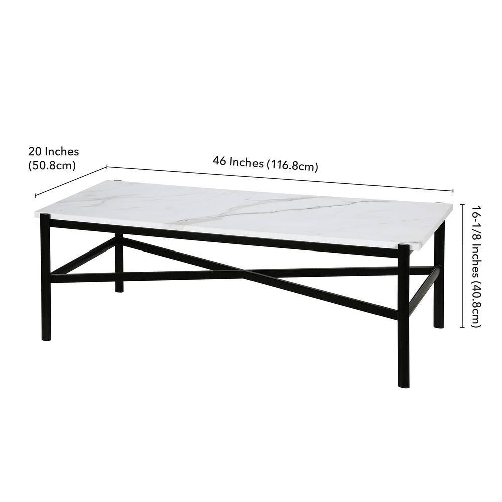 Braxton 46" Rectangular Blackened Bronze Marble Coffee Table