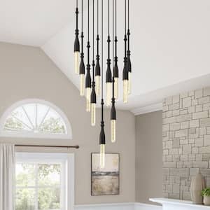 Louise 11-Light Matte Black Contemporary Chandelier For Dining Rooms