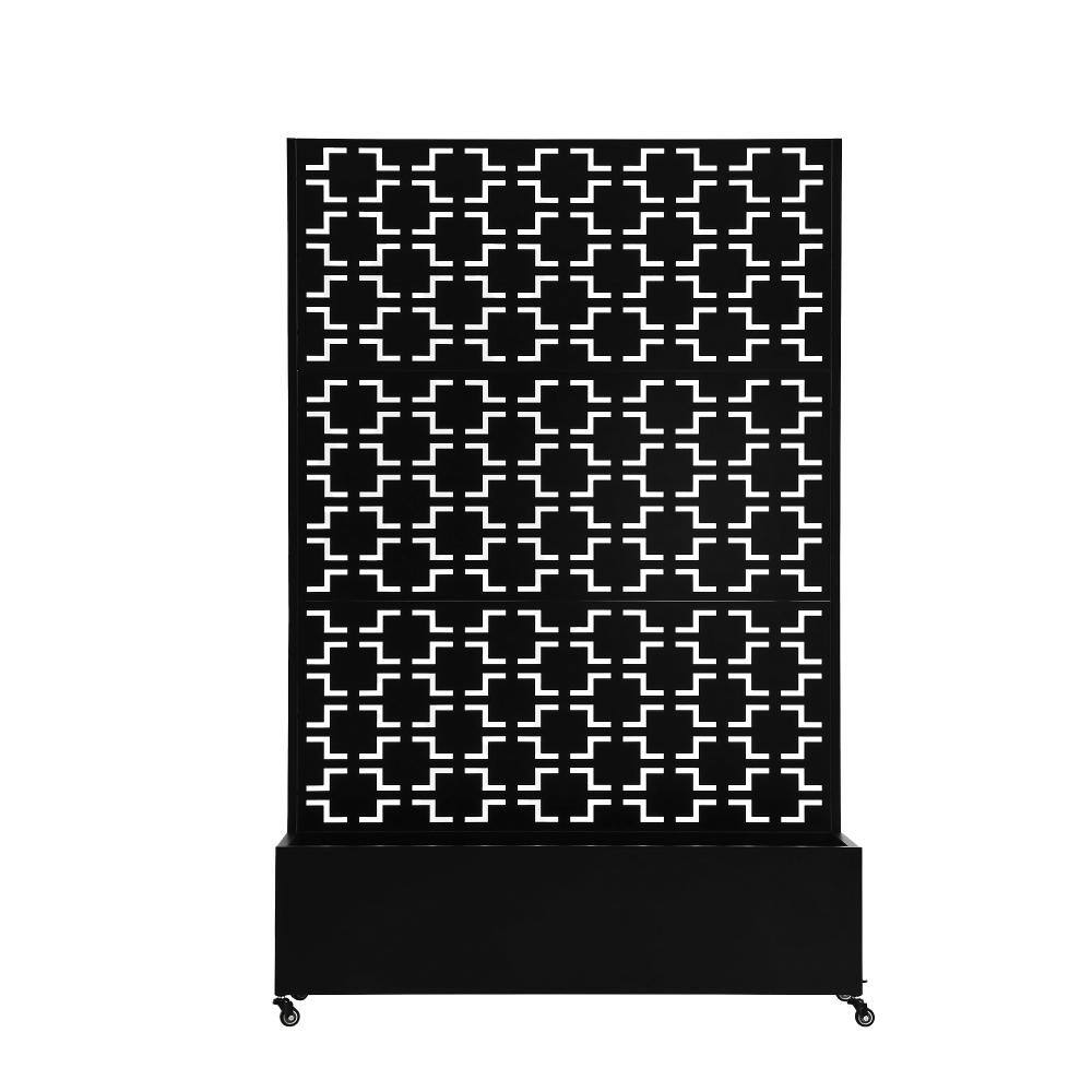 70.8 in. H × 47.2 in. W Black Privacy Metal Garden Fence Screen Panels with Planter Box and Lockable Wheels price history on PriceWatchPro