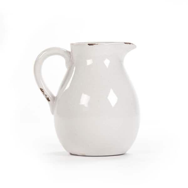 Zentique Distressed Crackle White Large Decorative Pitcher Vase