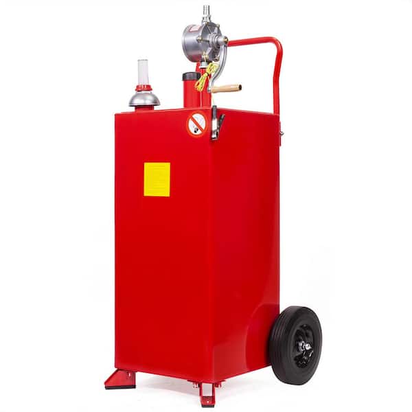 Stark 30 Gal. Portable Gas Caddy Fuel Transfer Storage Tank Rolling Gas Can with Rotary Pump Auto