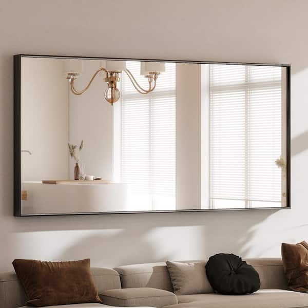 GLSLAND 29.9 in. W x 70.9 in. H Rectangular Modern Aluminum Alloy Framed Black Full Length Mirror Wall Bathroom Vanity Mirror