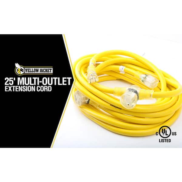 Yellow Jacket 25 ft. 12/3 STW Multi-Outlet (3) Outdoor Heavy