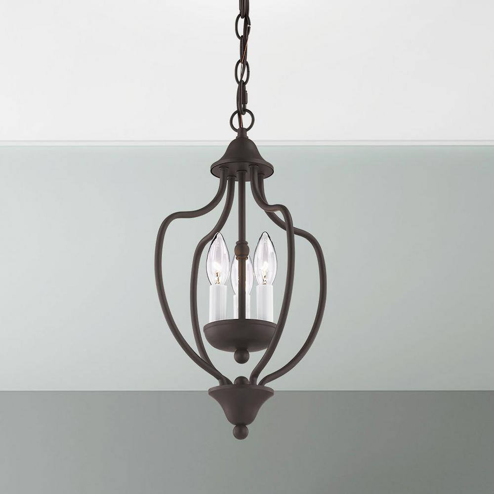Bronze 3-Light Mini Chandelier with Candelabra Base