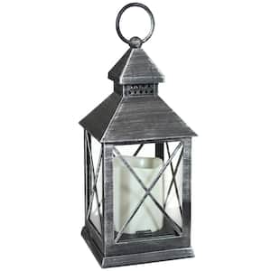 Yorktown Grey Battery Powered 10 in. LED Candle Lantern